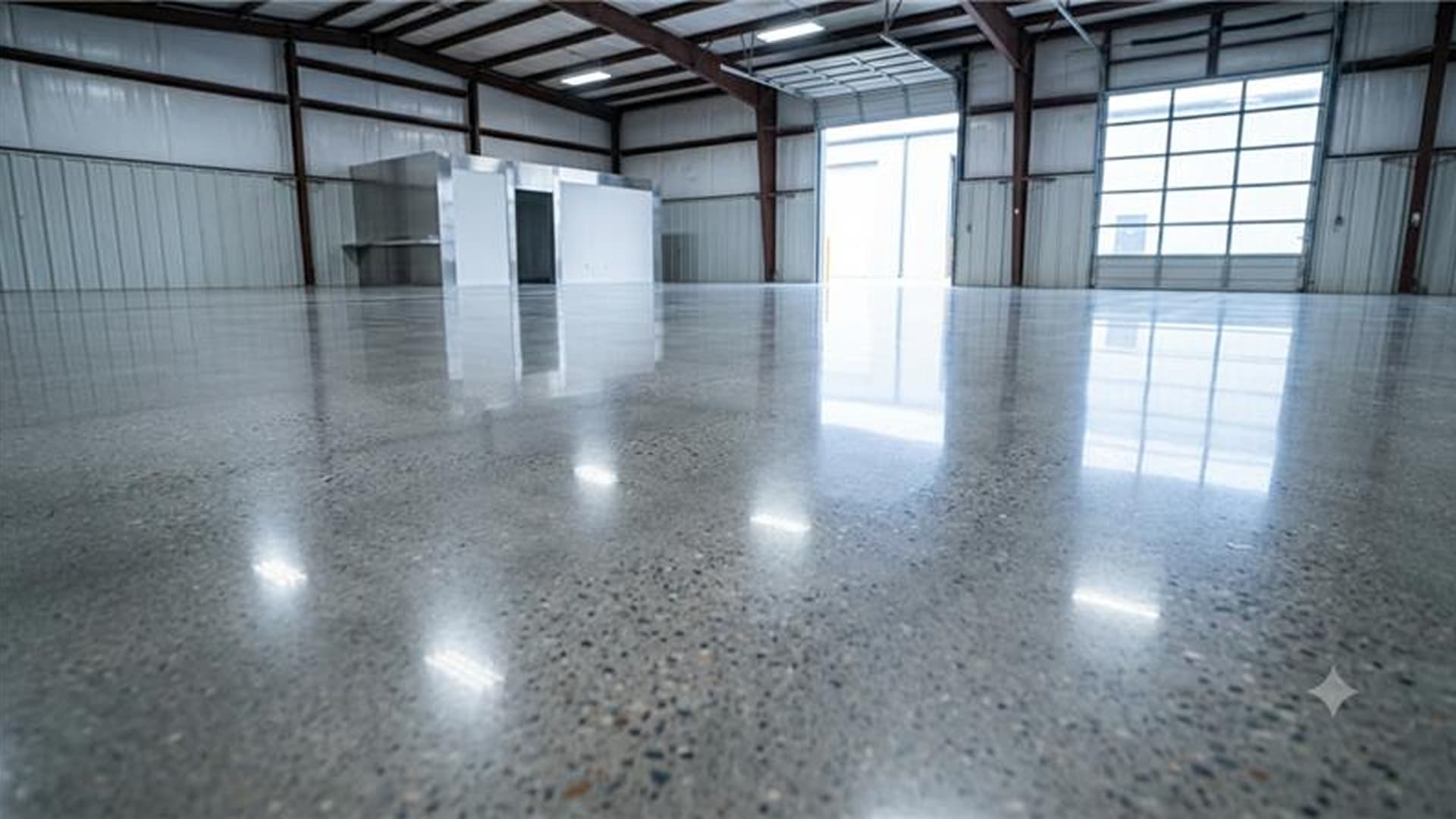 Polished concrete floor in a commercial space